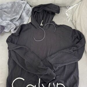 Calvin Klein Black Hooded Sweater with Partial Logo